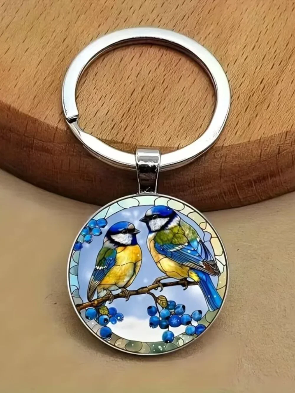 Stainless Steel BLUE BIRD Keyring Keychain Accessory